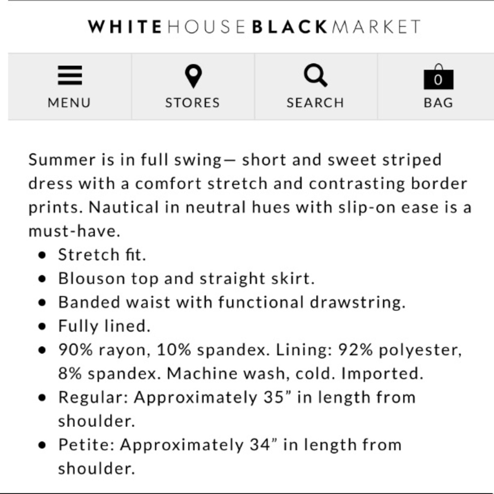 WHBM Striped Nautical Strapless Tube Dress - Picture 5 of 7